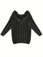 Rosalind | Women's Chunky Cable Knit V-Neck Sweater in Angola Mountain Wool