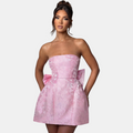 Anemone | Women's Strapless Corset Floral Bow-Back Homecoming Dress