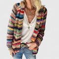 Zuri | Women's Multicolour Striped Open-Front Chunky Cardigan