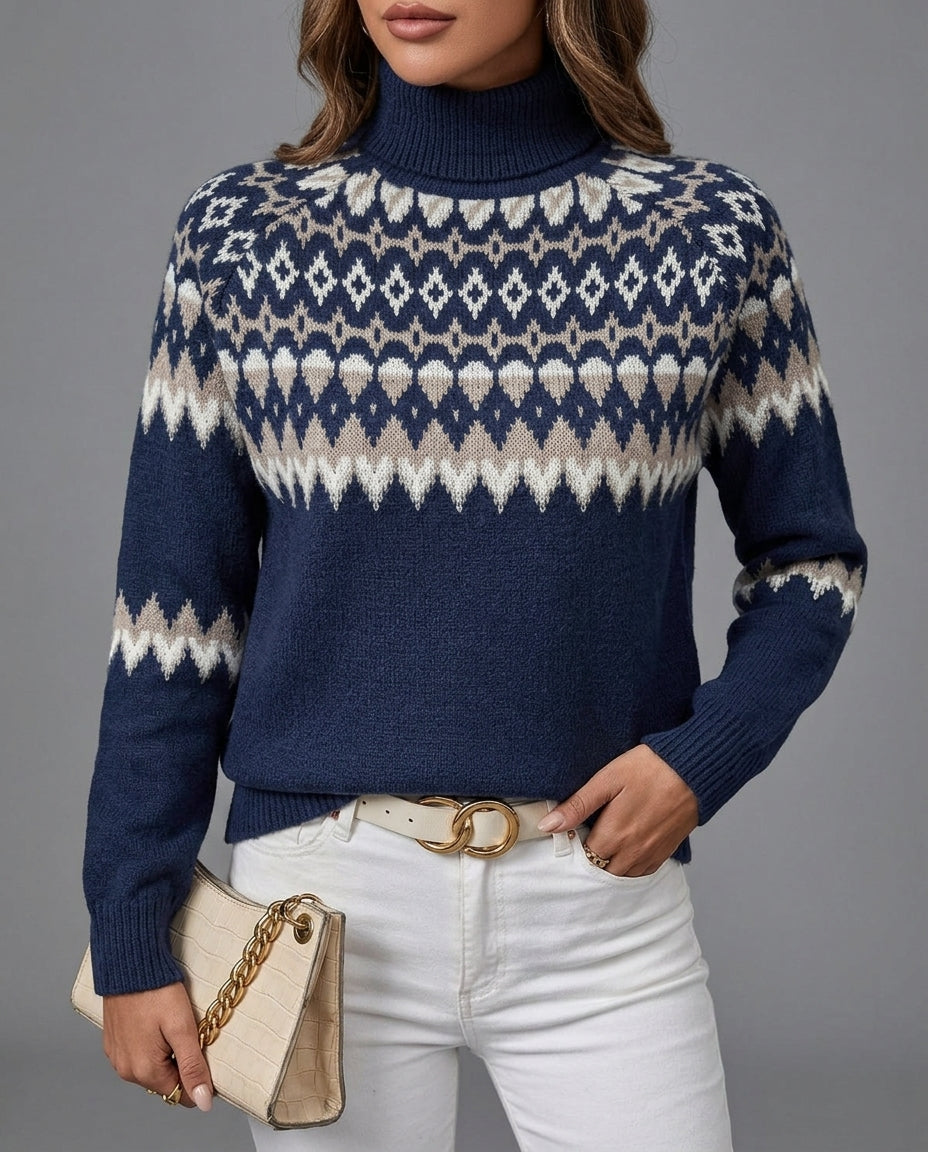 Kendra | Women’s Turtleneck Fair Isle Sweater