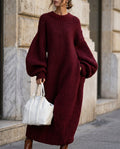 Camille | Women’s Puff Sleeve Long Sweater Dress