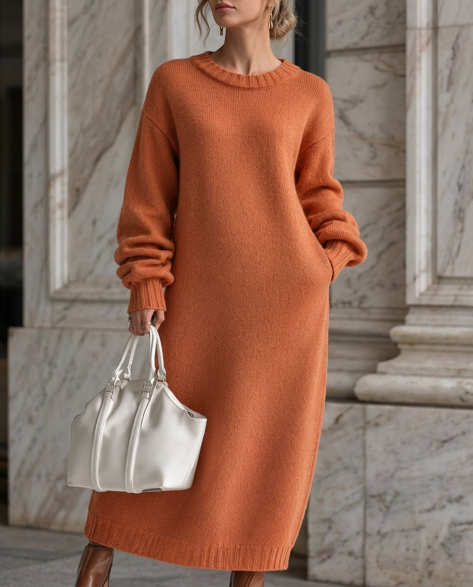 Camille | Women’s Puff Sleeve Long Sweater Dress