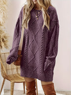 Marchetta | Women's Diamond Cable Knit Oversized Sweater Dress