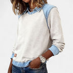Marguerite | A Crew Neck Sweatshirt for Women, Finished with Denim Trim