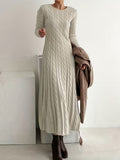 Josephine | Women's Long Sleeve Cable Knit Maxi Sweater Dress
