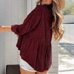 Chana | Women's Oversized Corduroy Peplum Jacket with Gathered Waist