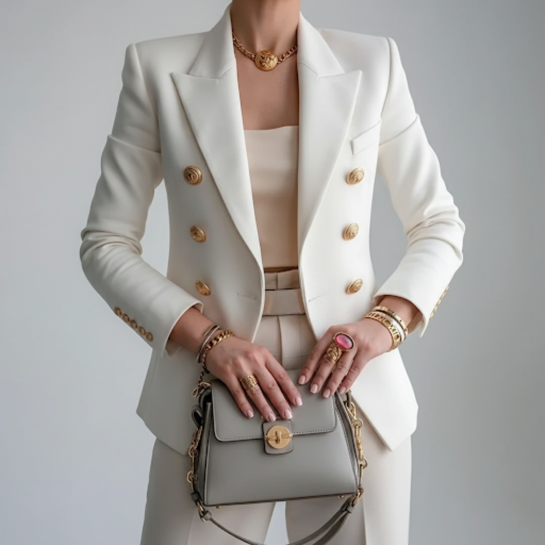 Adelaide | Women's Double-Breasted Tailored Blazer with Gold Buttons