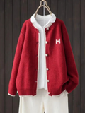 Guinevere | Women's Collegiate Patch Ribbed Knit Cardigan