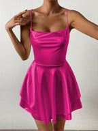 Fitted Ruched Tiered Mini Homecoming Dress