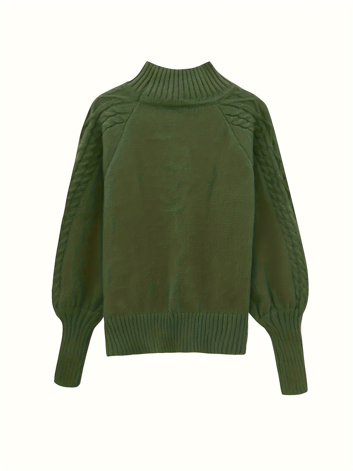 Henriette | Women's Puff Sleeve Cable Knit Mock Neck Sweater