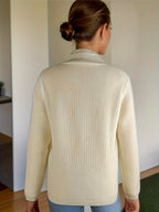 Vienna | Women's Textured Knit Button Cardigan with Stand Collar
