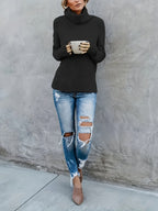 Isolde | Women's Cotton Turtleneck Sweater with Split Hem for Casual Fall Wear