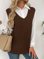 Delaney | Women's Cable Knit V-Neck Sweater Vest