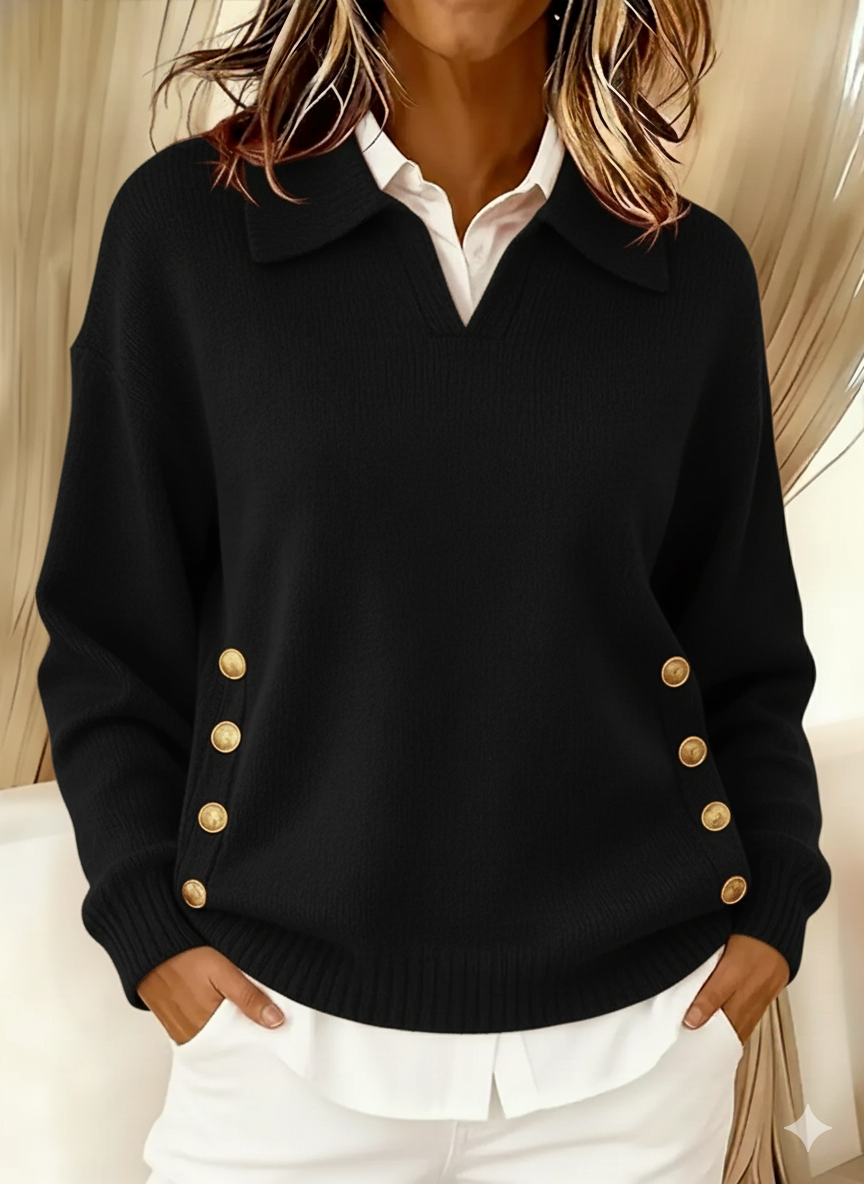 Seraphina | Women's Polo Sweater with a Collared V-Neck