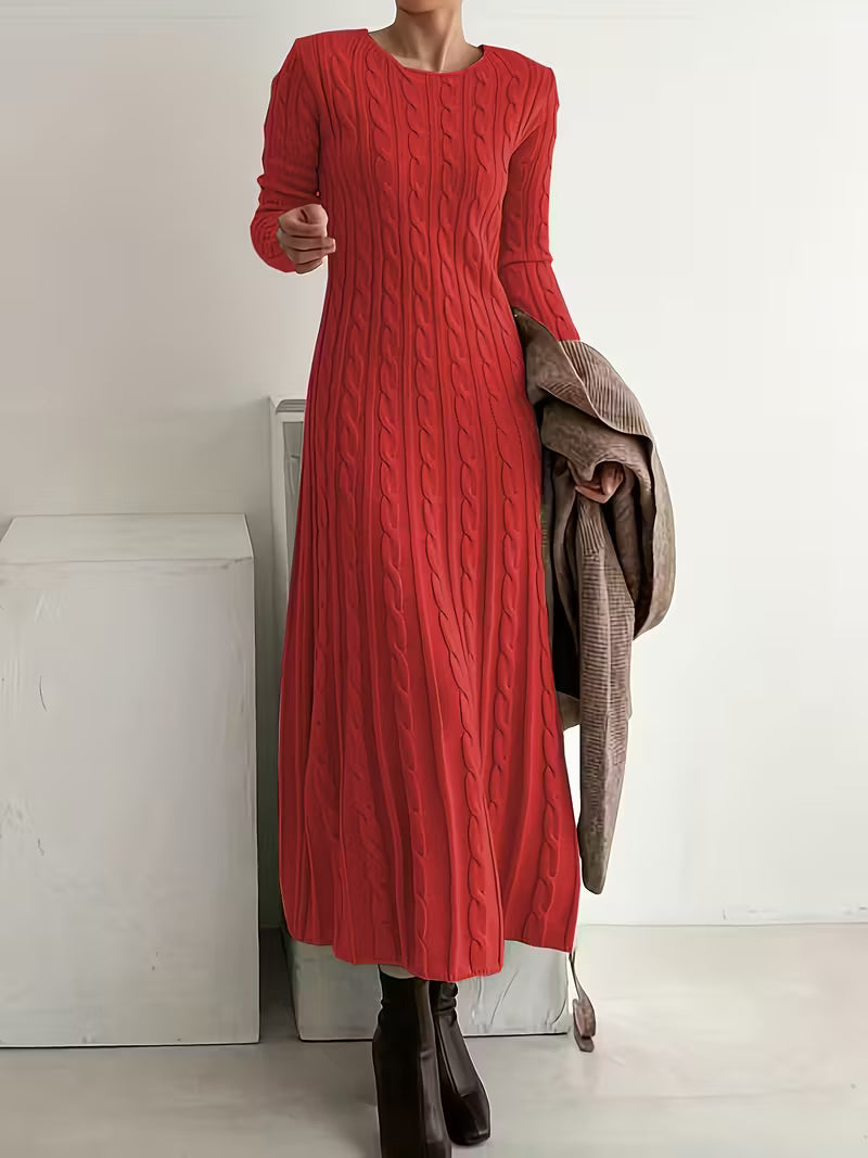 Josephine | Women's Long Sleeve Cable Knit Maxi Sweater Dress