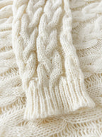 Rosalind | Women's Chunky Cable Knit V-Neck Sweater in Angola Mountain Wool