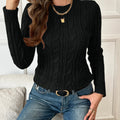 Rosalie | Women's Fitted Crew Neck Cable Knit Sweater