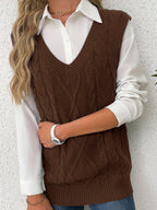 Delaney | Women's Cable Knit V-Neck Sweater Vest