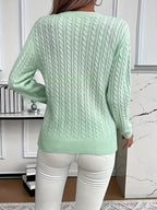 Ravae | Women's Cable Knit Crew Neck Sweater for Casual Autumn Layering