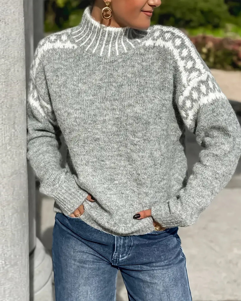 Sable | Women's Fair Isle Shoulder Mock Neck Sweater