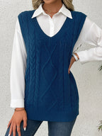 Delaney | Women's Cable Knit V-Neck Sweater Vest