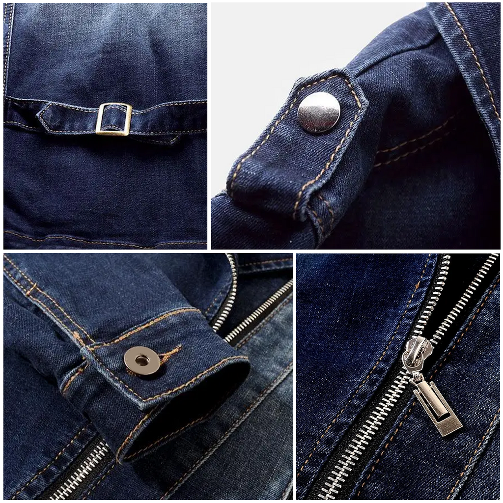 Josephine | Women's Fitted Zip-Front Denim Moto Jacket