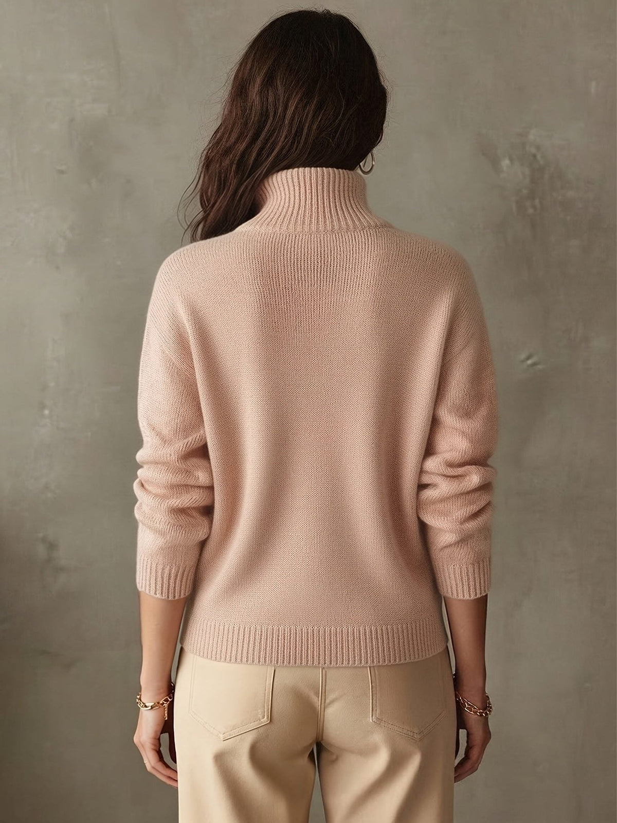 Dalia | Women's Oversized Half Zip Knit Sweater with Funnel Neck
