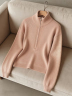 Dalia | Women's Oversized Half Zip Knit Sweater with Funnel Neck