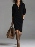 Odette | Women's Button Detail Collared Sweater Dress