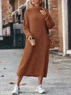 Delaney | Women's Ribbed Knit Turtleneck Maxi Sweater Dress