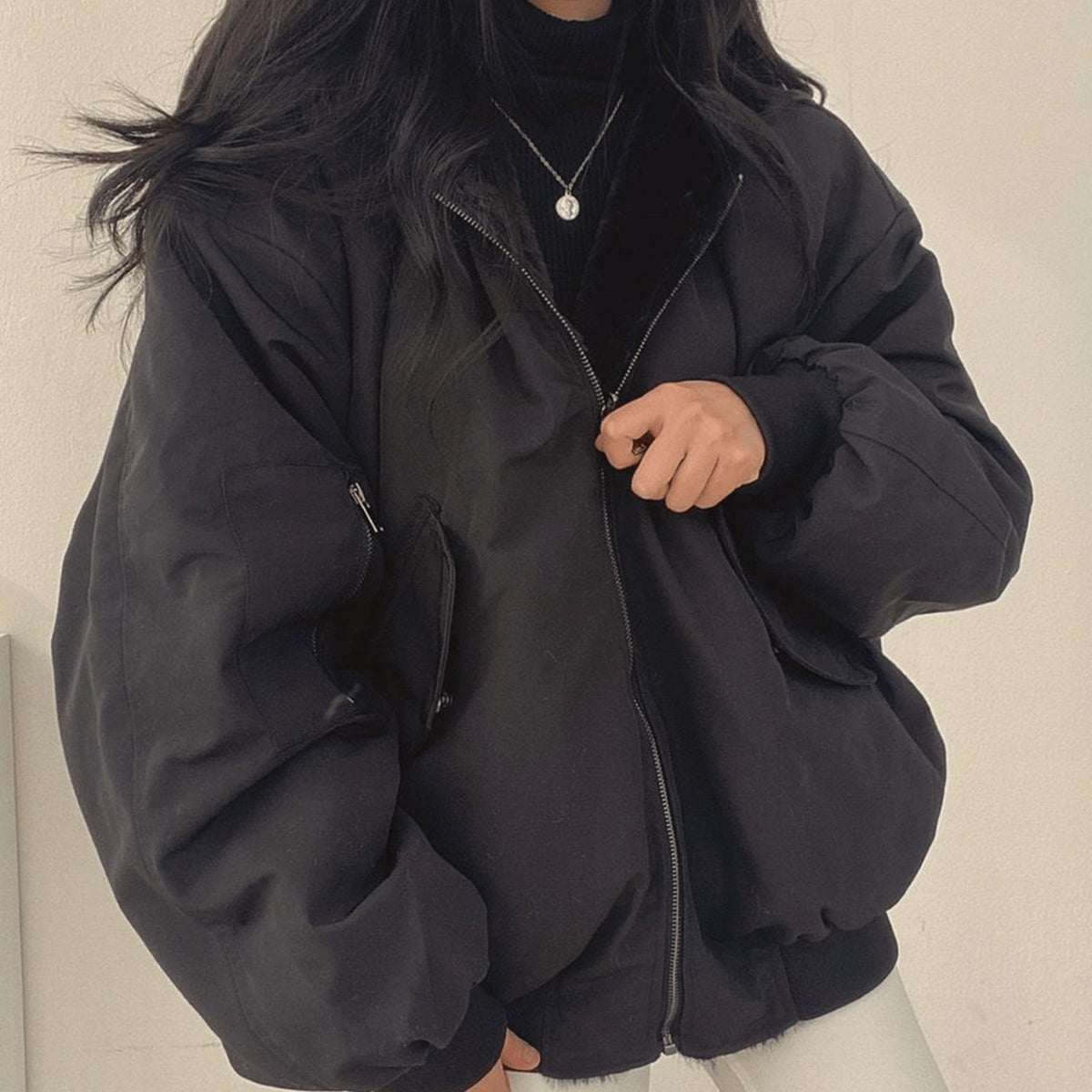 Dolores | Women's Oversized Fleece-Lined Zip-Up Bomber Jacket