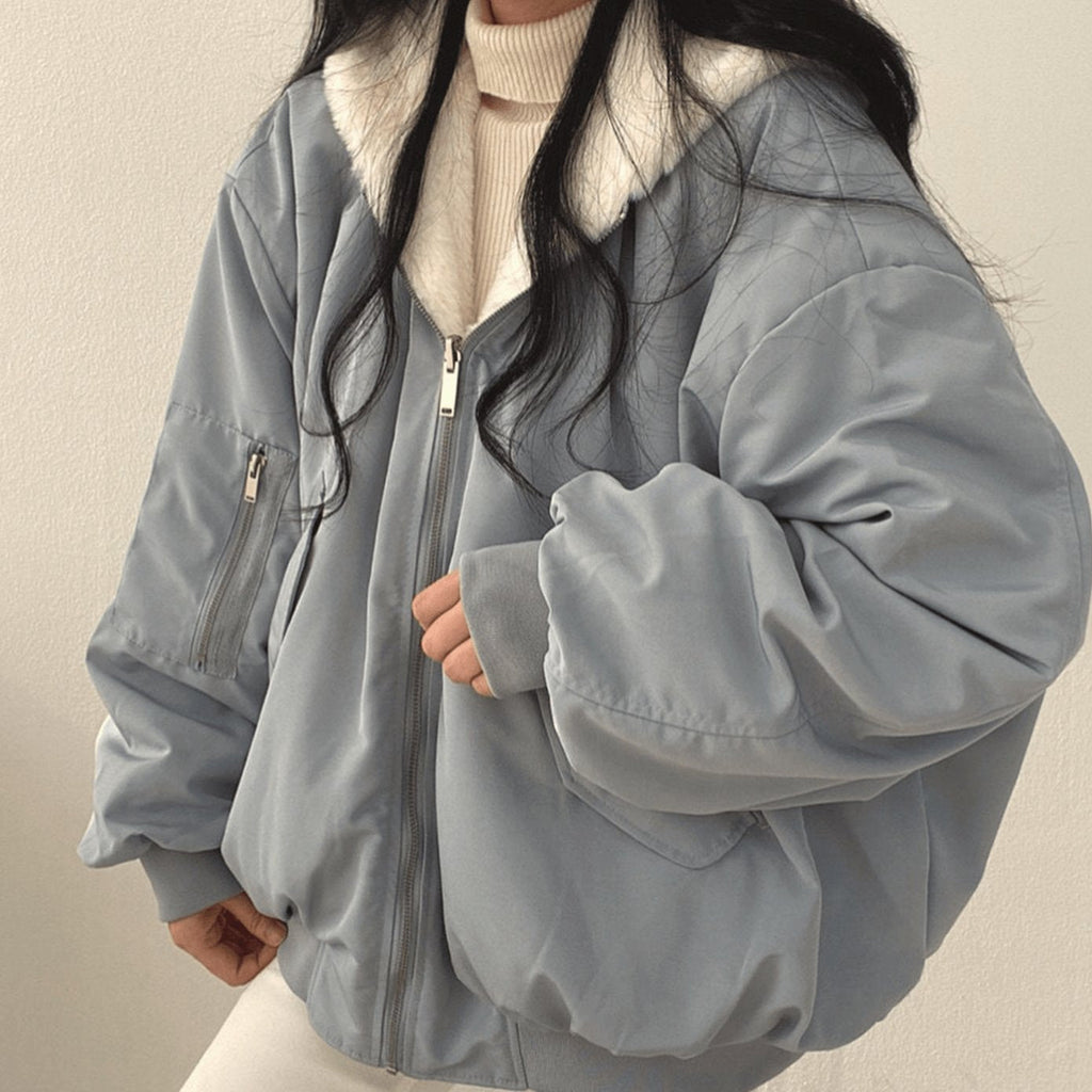 Dolores | Women's Oversized Fleece-Lined Zip-Up Bomber Jacket