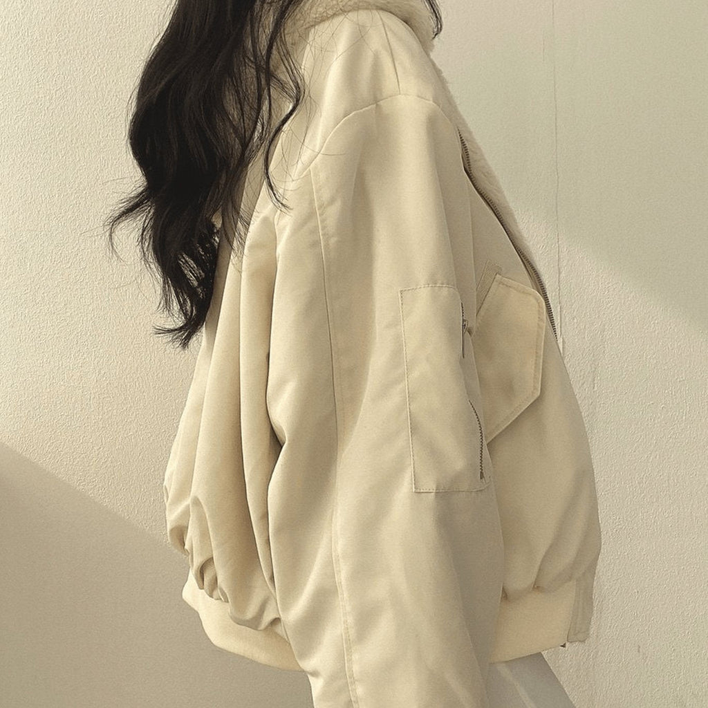 Dolores | Women's Oversized Fleece-Lined Zip-Up Bomber Jacket