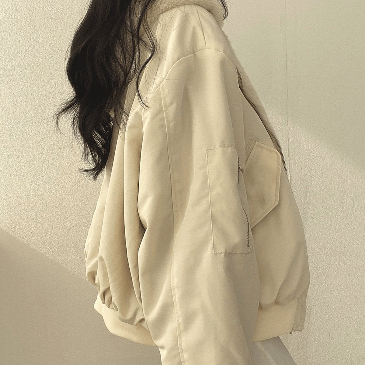 Dolores | Women's Oversized Fleece-Lined Zip-Up Bomber Jacket