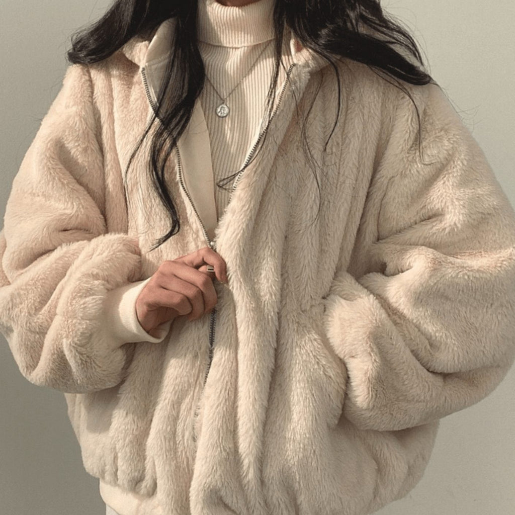 Dolores | Women's Oversized Fleece-Lined Zip-Up Bomber Jacket