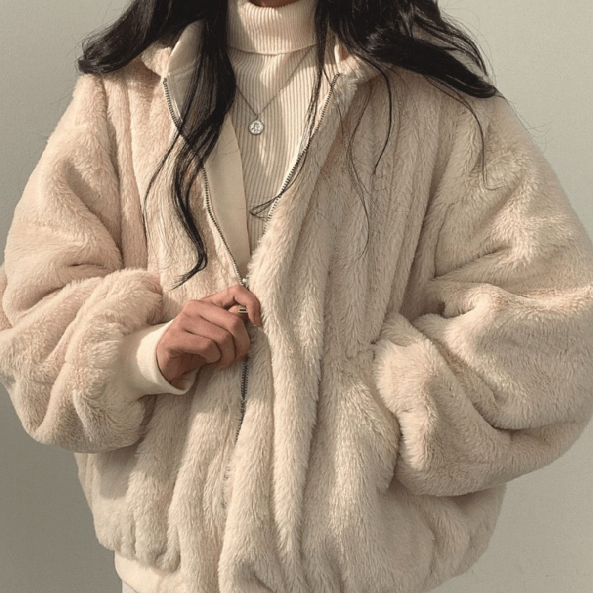 Dolores | Women's Oversized Fleece-Lined Zip-Up Bomber Jacket