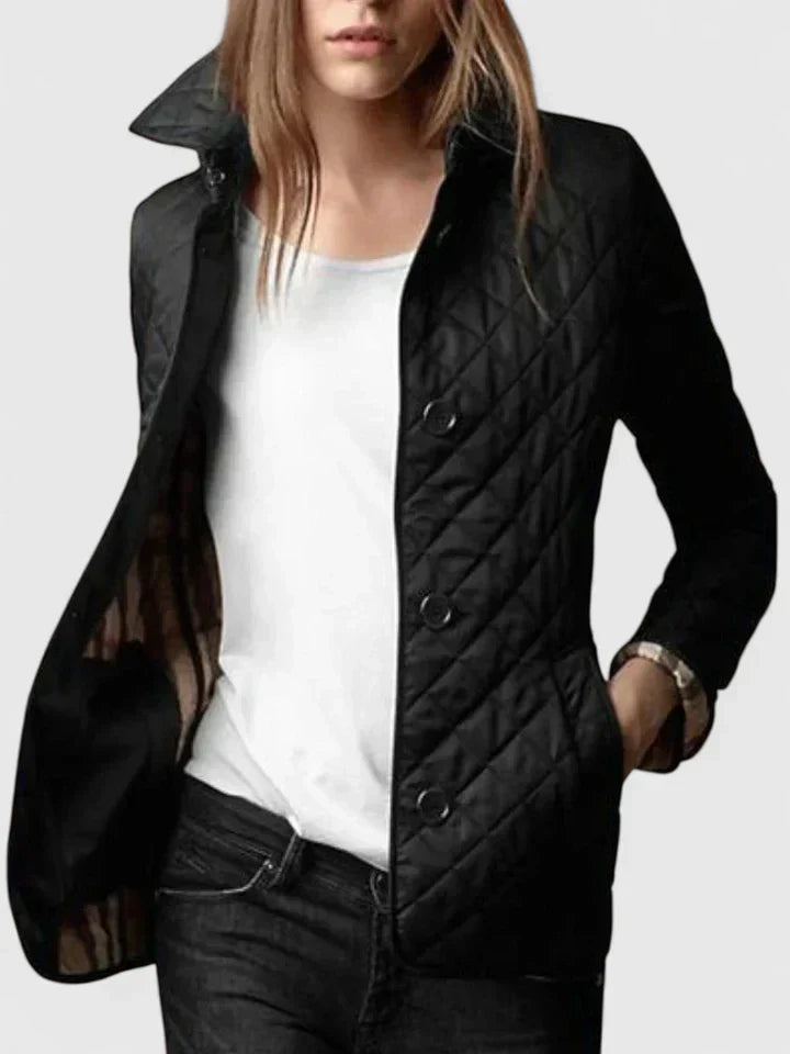 Odalys | Women's Quilted Button-Up Jacket with Stand Collar