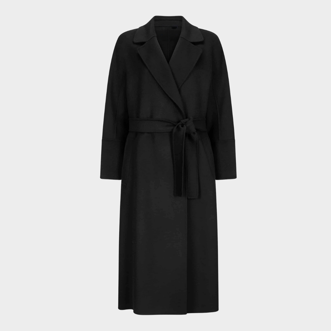 Rosalind | Women's Long Belted Wrap Coat with Notch Lapels