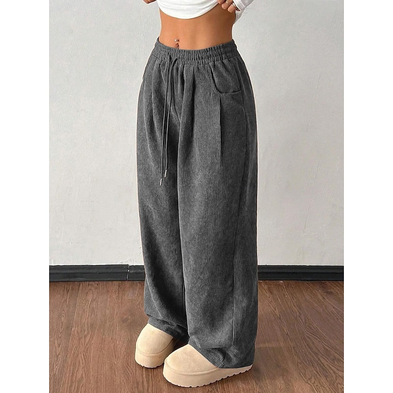 Marisette | Women's Wide-Leg Corduroy Trousers with Drawstring