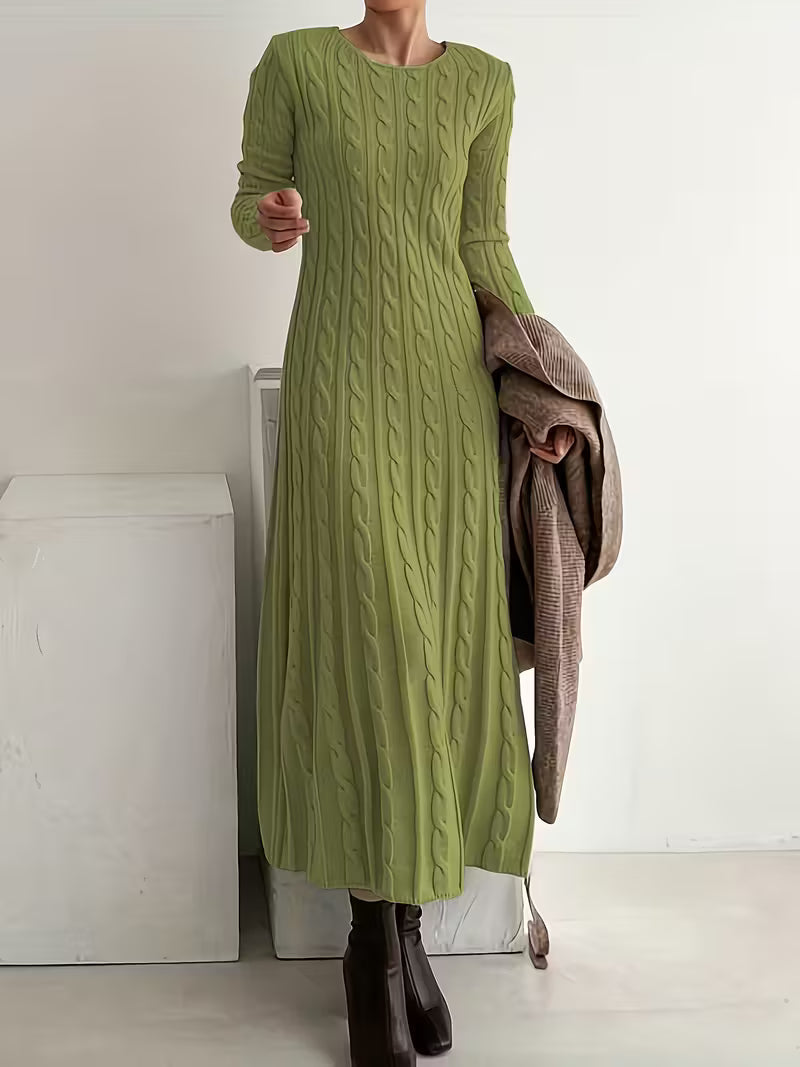 Josephine | Women's Long Sleeve Cable Knit Maxi Sweater Dress