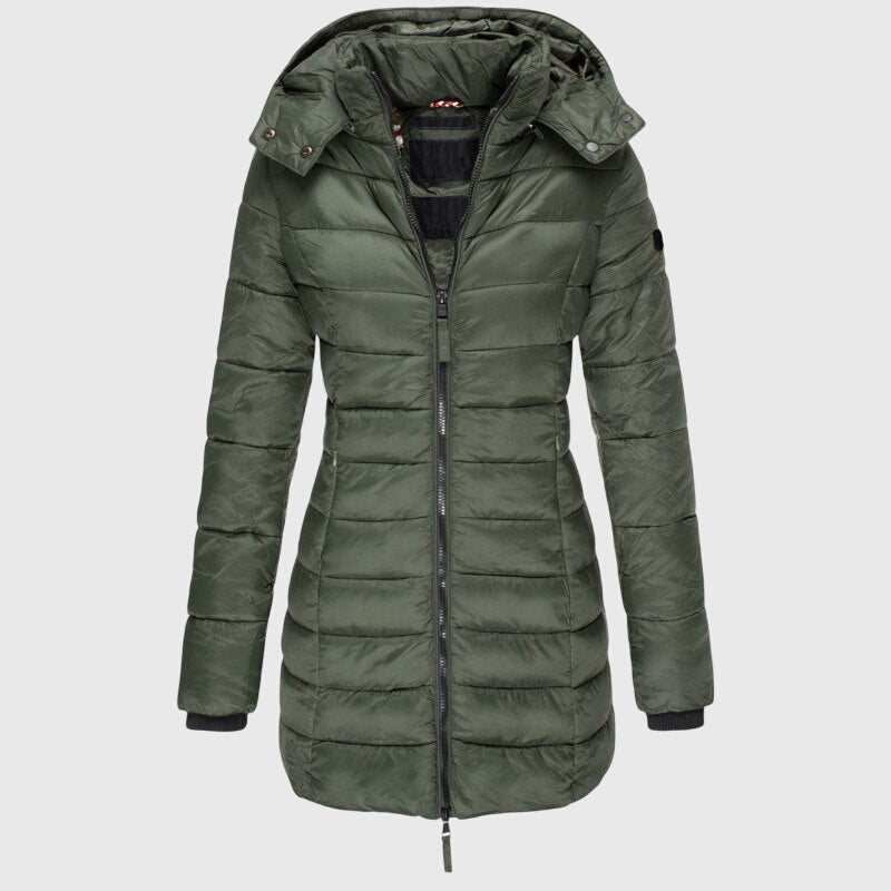Bellamy | Women's Long Hooded Puffer Coat with Zip Front