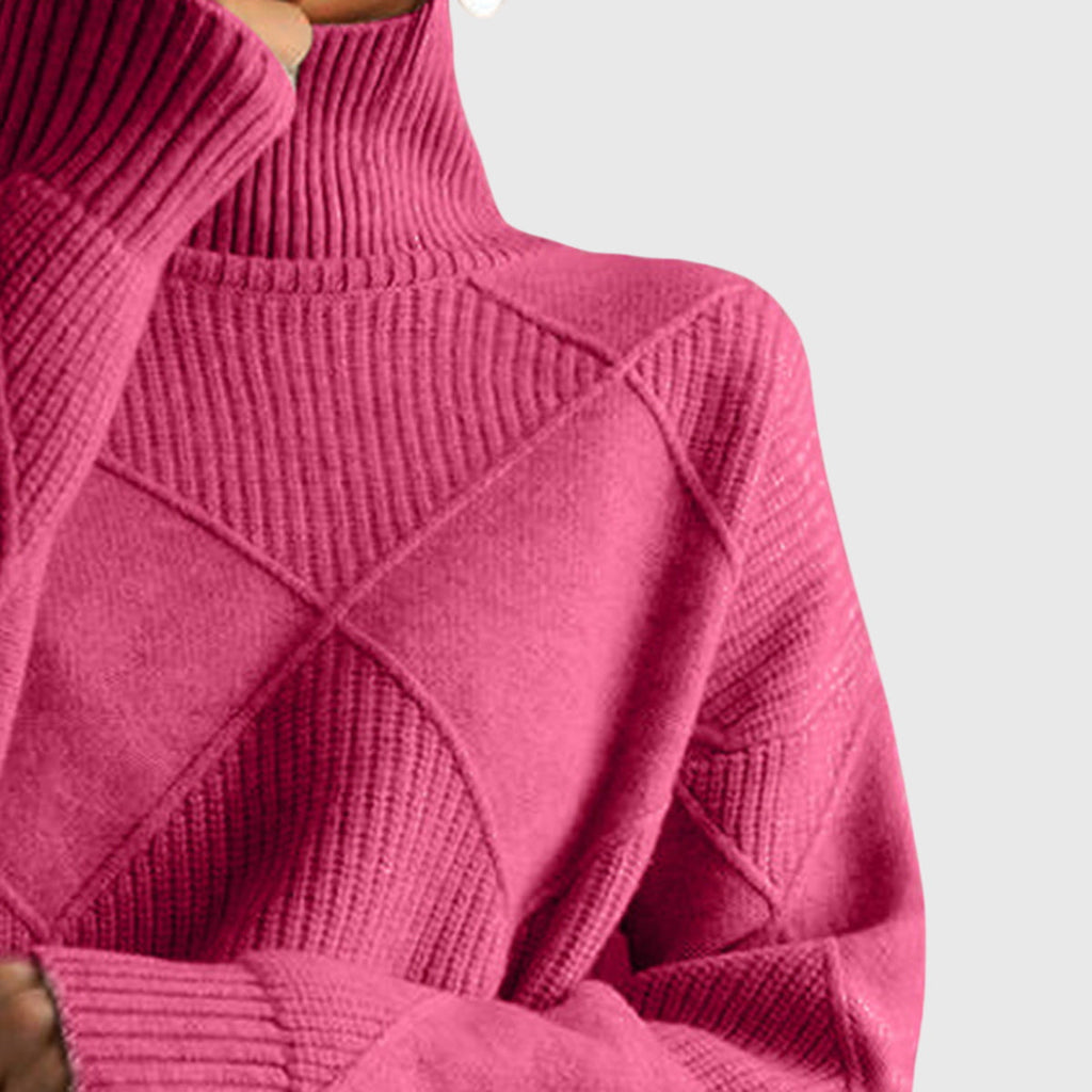 Sienna | Women's Diagonal Seam Roll Neck Sweater for Cosy Winter Wear