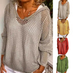 Emberlynn | Women's Open Weave Crochet Hoodie Sweater