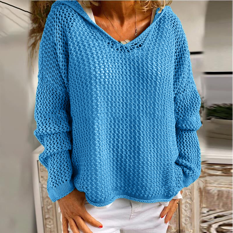 Emberlynn | Women's Open Weave Crochet Hoodie Sweater