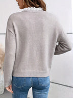 Bianca | Women's Lace-Trim V-Neck Pullover Sweater