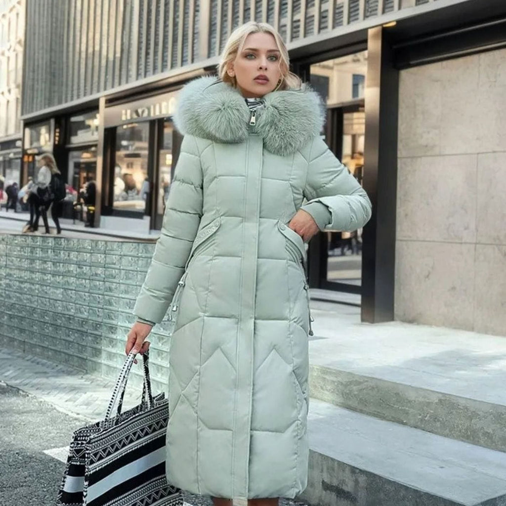 Odalys | Women’s Long Puffer Coat with Fur Hood