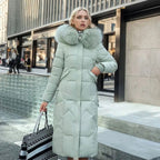 Odalys | Women’s Long Puffer Coat with Fur Hood