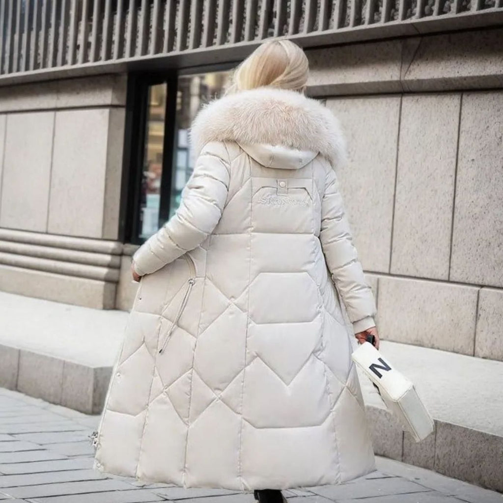 Odalys | Women’s Long Puffer Coat with Fur Hood