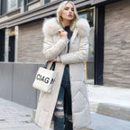 Odalys | Women’s Long Puffer Coat with Fur Hood