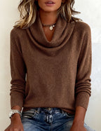 Emerald | Women's Knit Cowl Neck Pullover Sweater